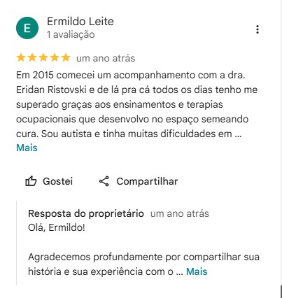 Avaliação de Ermildo Leite no Google